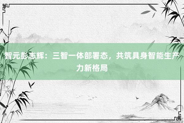 智元彭志辉：三智一体部署态，共筑具身智能生产力新格局