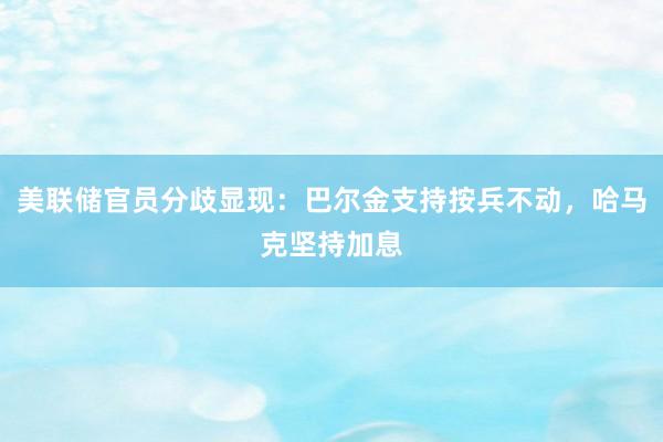 美联储官员分歧显现：巴尔金支持按兵不动，哈马克坚持加息