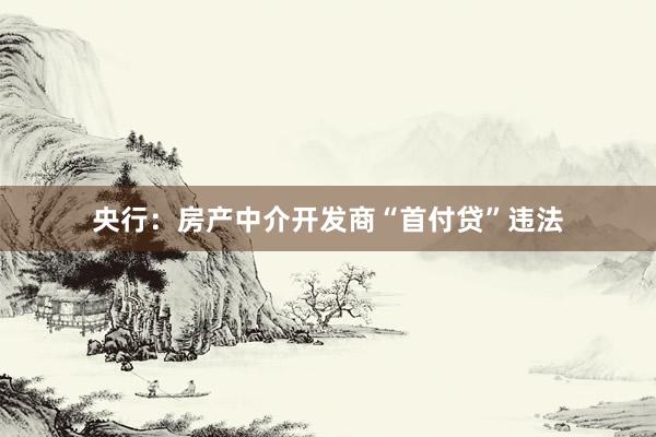 央行：房产中介开发商“首付贷”违法