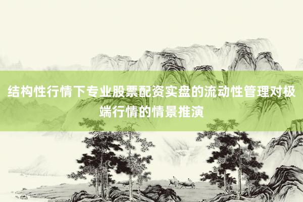 结构性行情下专业股票配资实盘的流动性管理对极端行情的情景推演