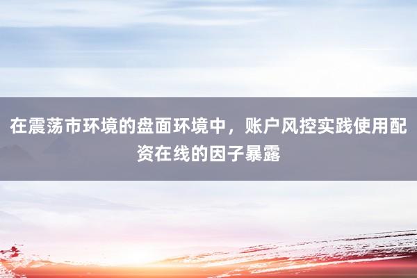 在震荡市环境的盘面环境中，账户风控实践使用配资在线的因子暴露