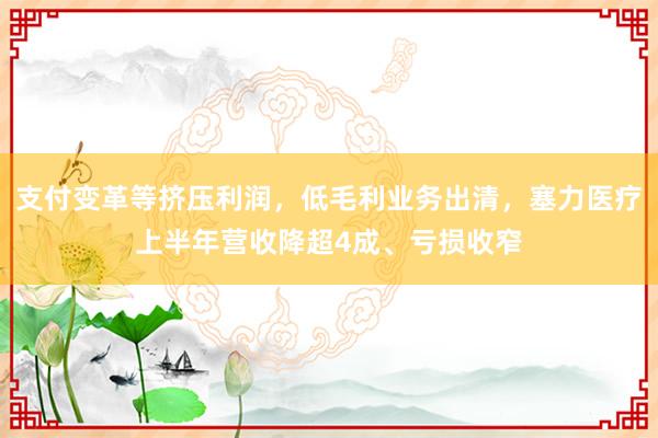支付变革等挤压利润，低毛利业务出清，塞力医疗上半年营收降超4成、亏损收窄