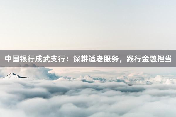 中国银行成武支行：深耕适老服务，践行金融担当